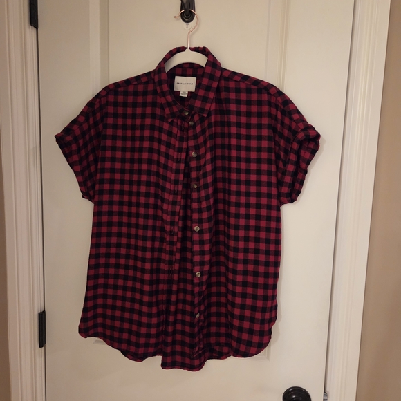 American Eagle Outfitters Tops - American Eagle Outfitters Red and Black Plaid Button Down Shirt